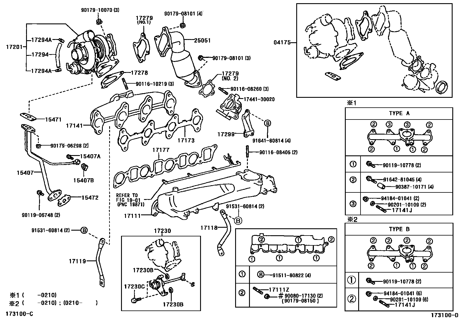Toyota HILUX Manifold EPC diagram — 173100D
