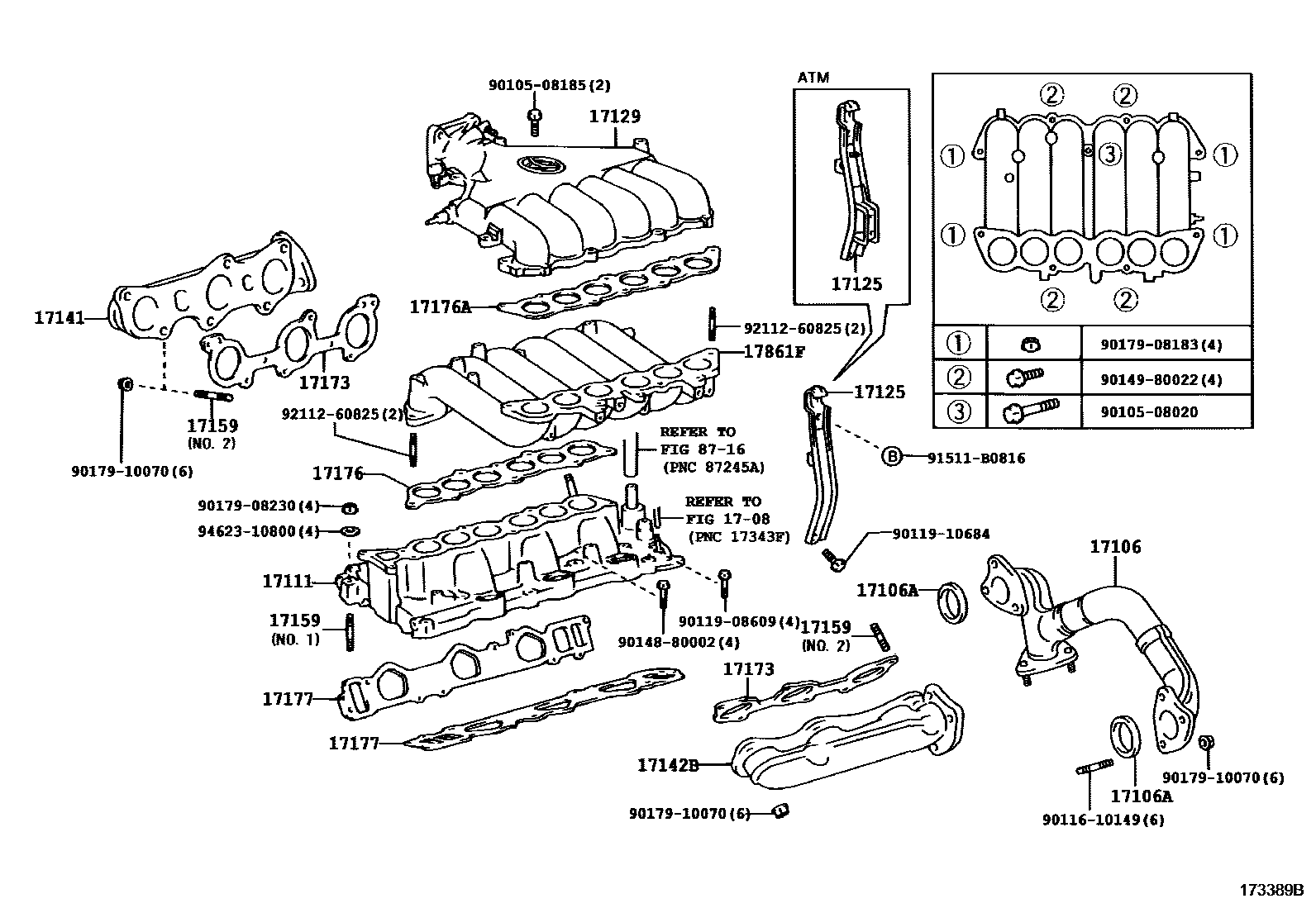 Toyota HILUX Manifold EPC diagram — 173389B