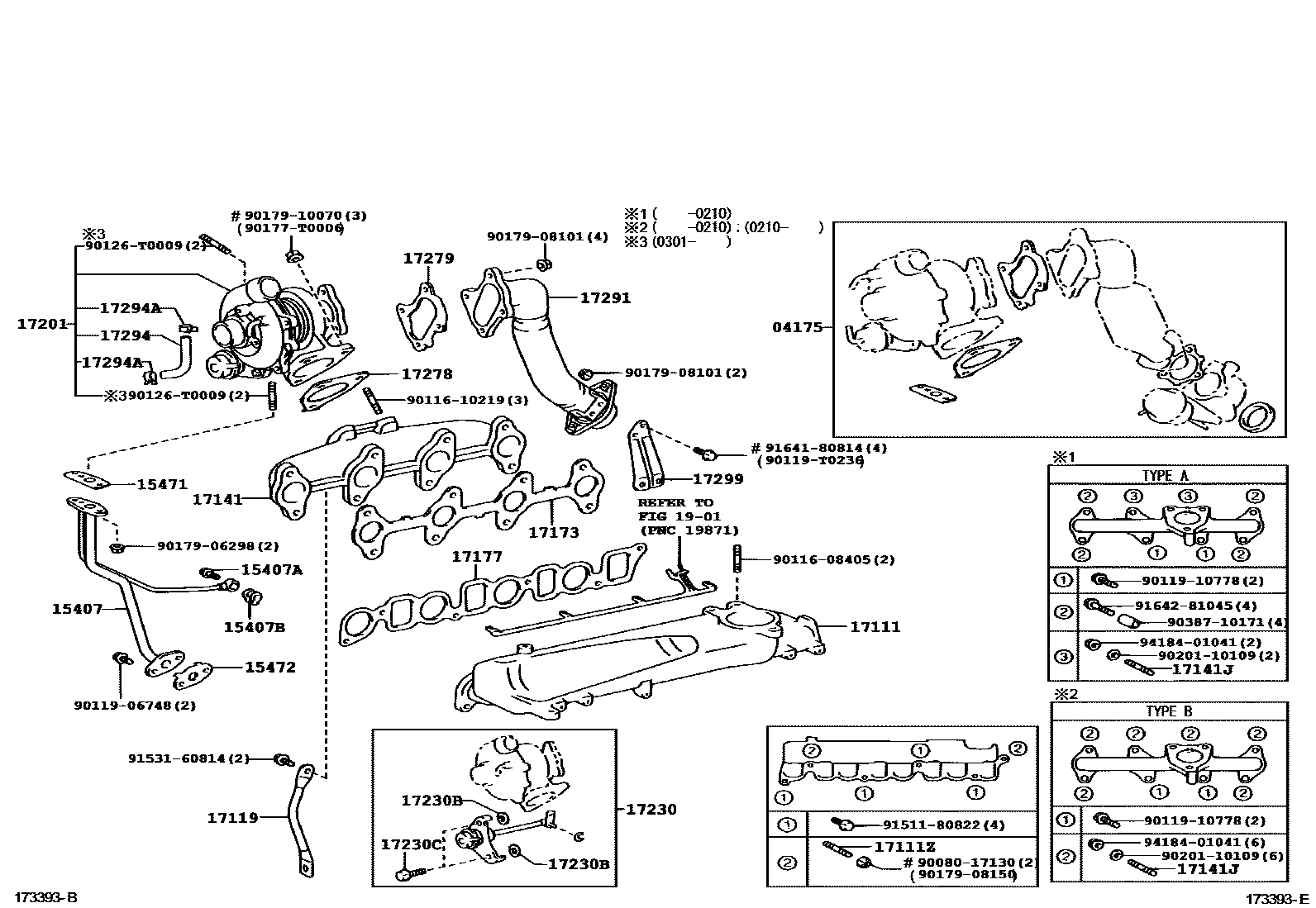Toyota HILUX Manifold EPC diagram — 173393E
