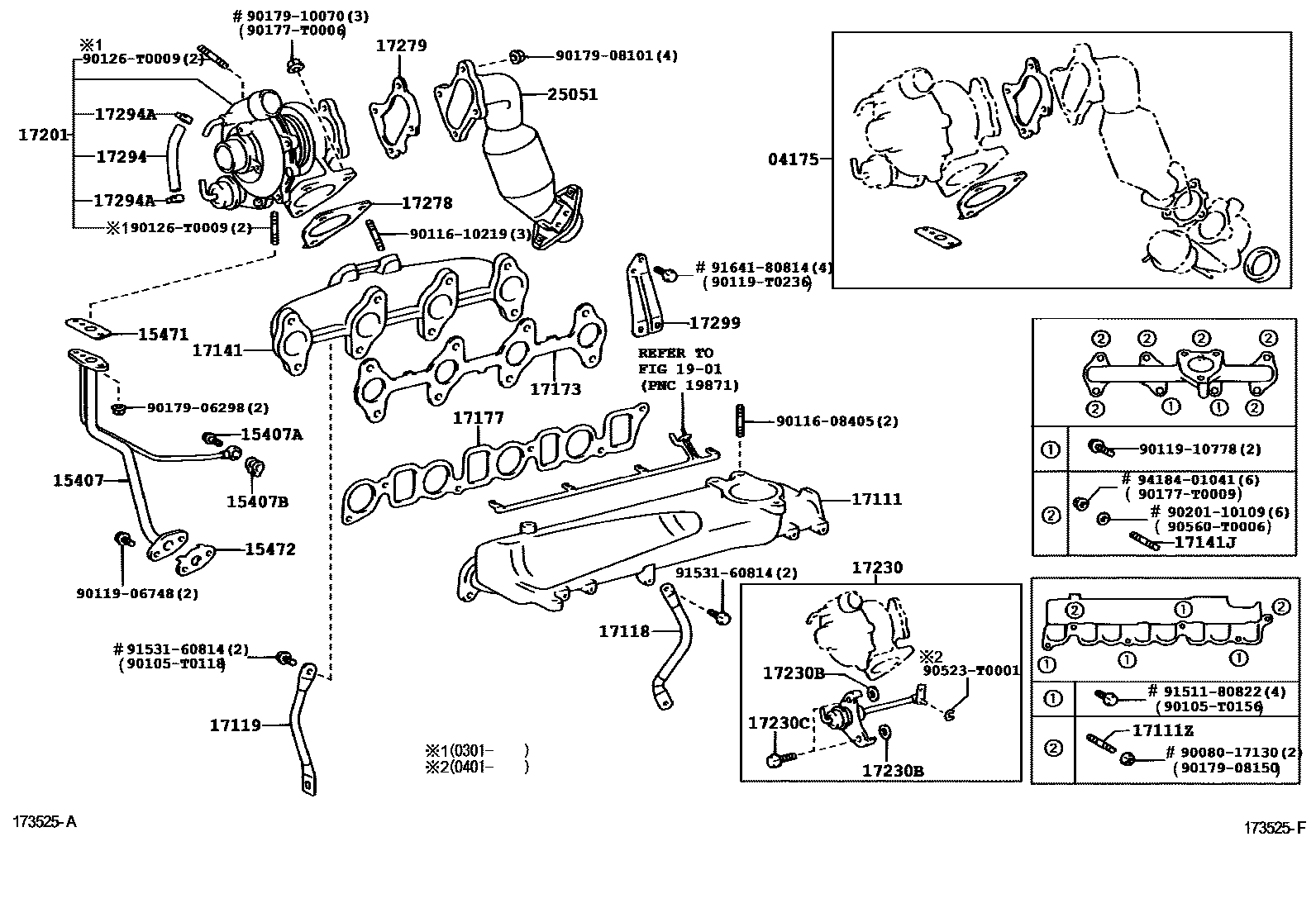 Toyota HILUX Manifold EPC diagram — 173525F