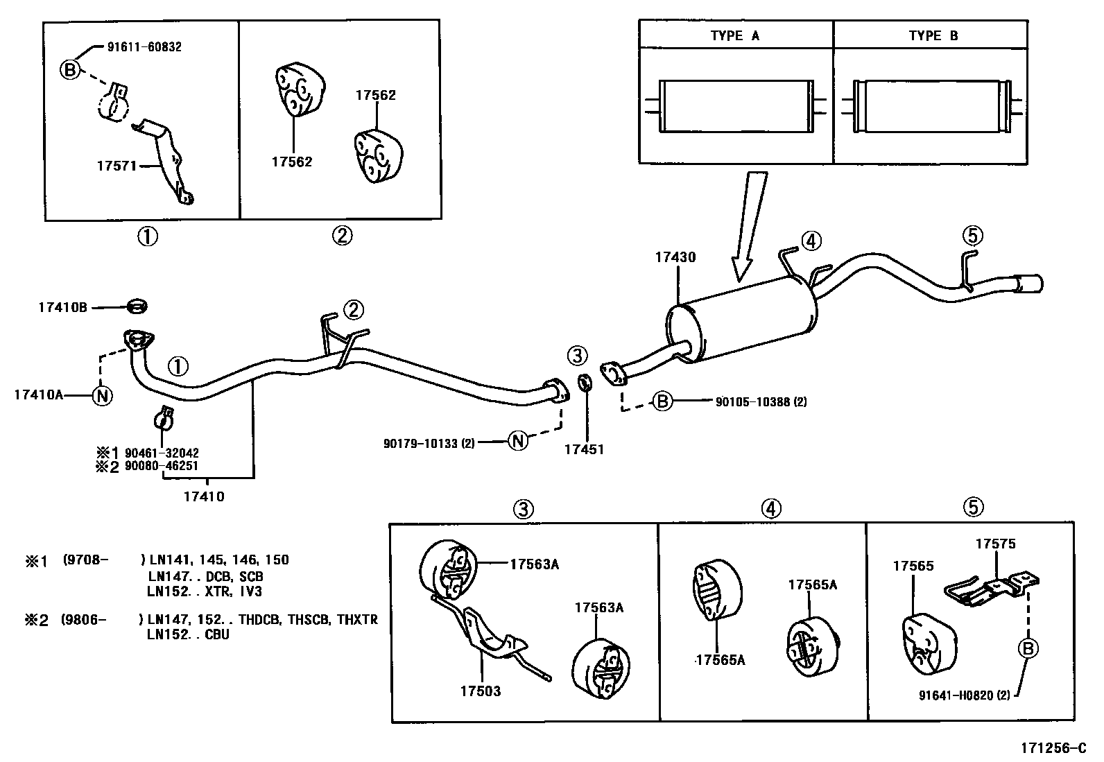 Toyota HILUX Exhaust Pipe EPC diagram — 171256C
