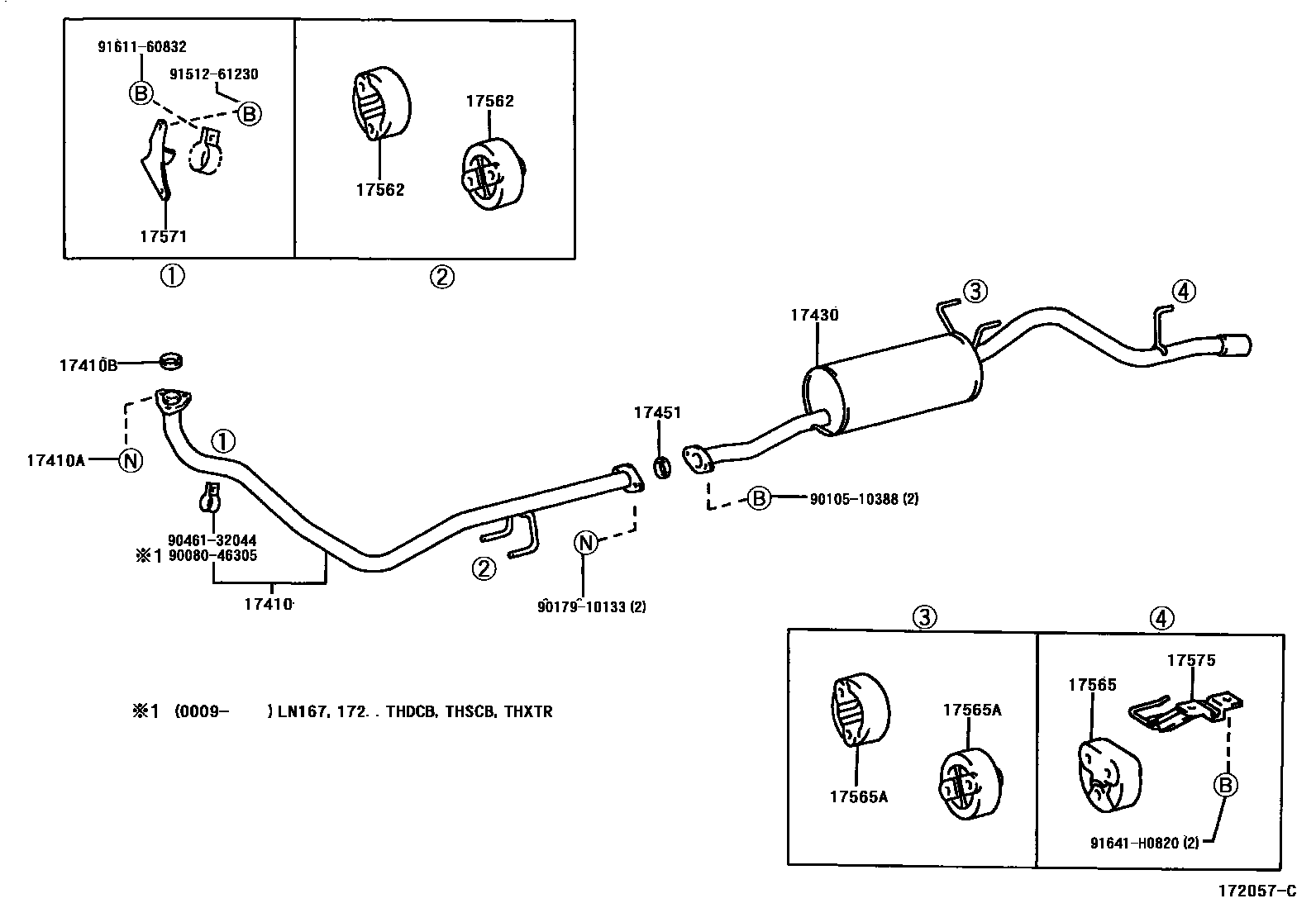 Toyota HILUX Exhaust Pipe EPC diagram — 172057C