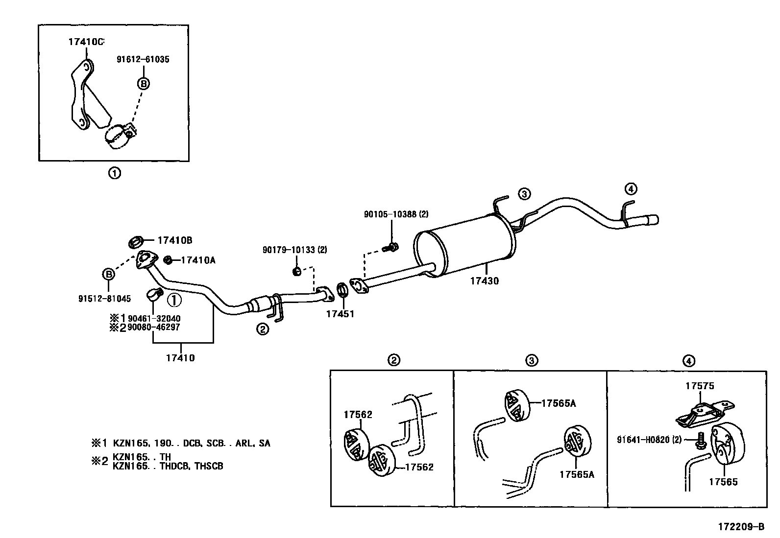 Toyota HILUX Exhaust Pipe EPC diagram — 172209B