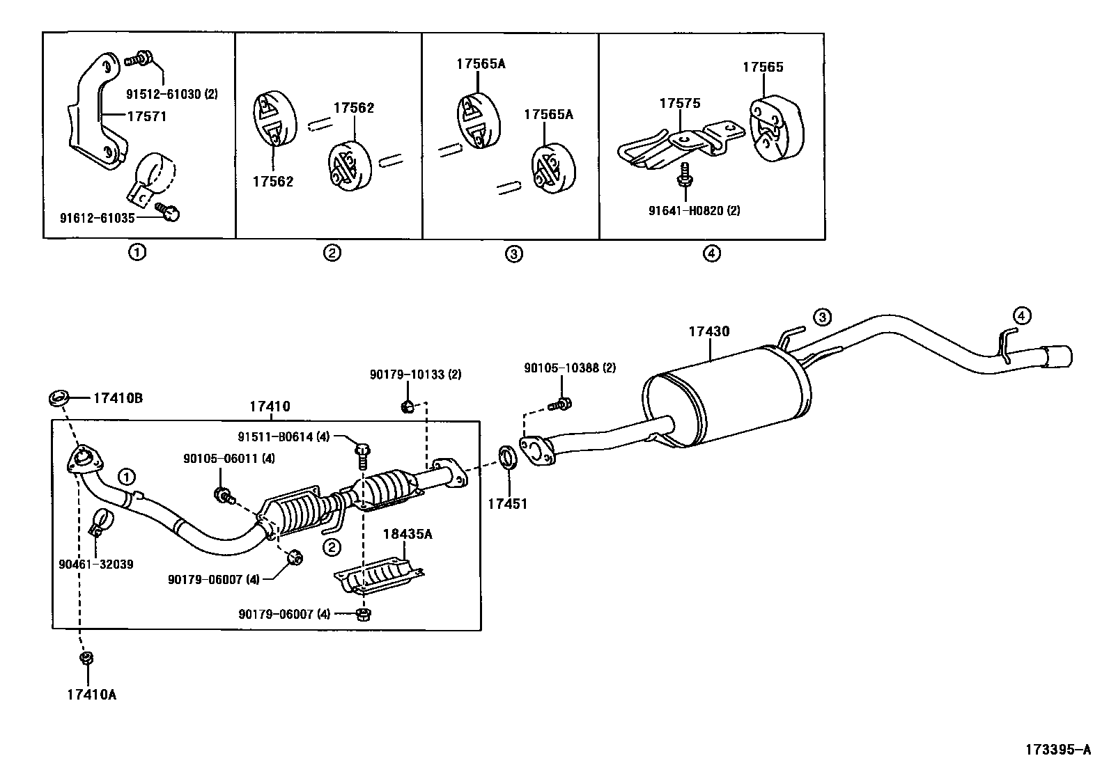 Toyota HILUX Exhaust Pipe EPC diagram — 173395A
