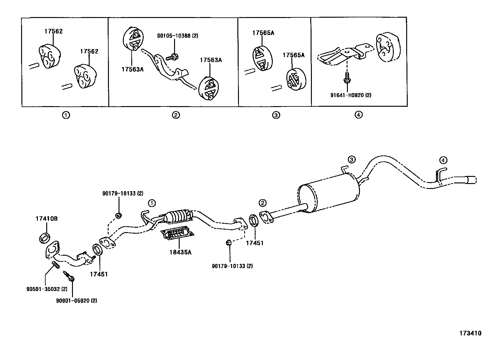 Toyota HILUX Exhaust Pipe EPC diagram — 173410