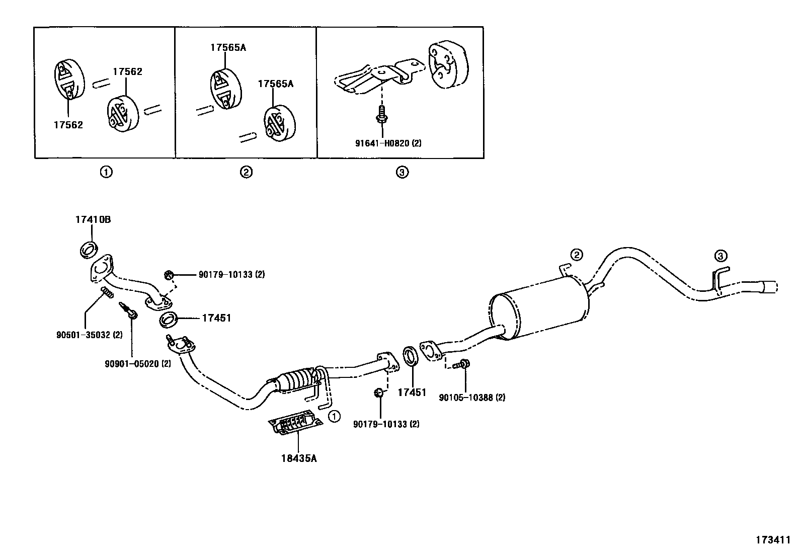 Toyota HILUX Exhaust Pipe EPC diagram — 173411