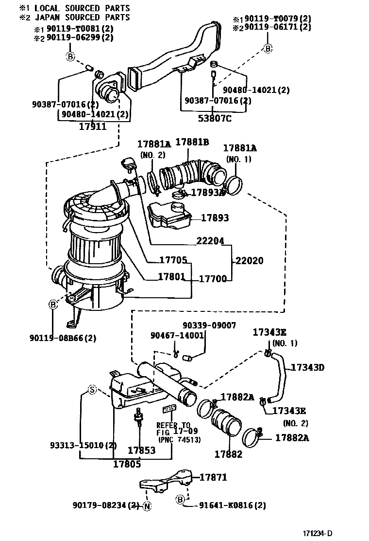 Toyota HILUX Air Cleaner EPC diagram — 171234D