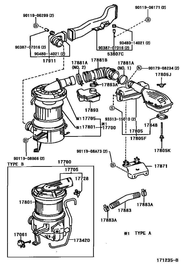 Toyota HILUX Air Cleaner EPC diagram — 171235B