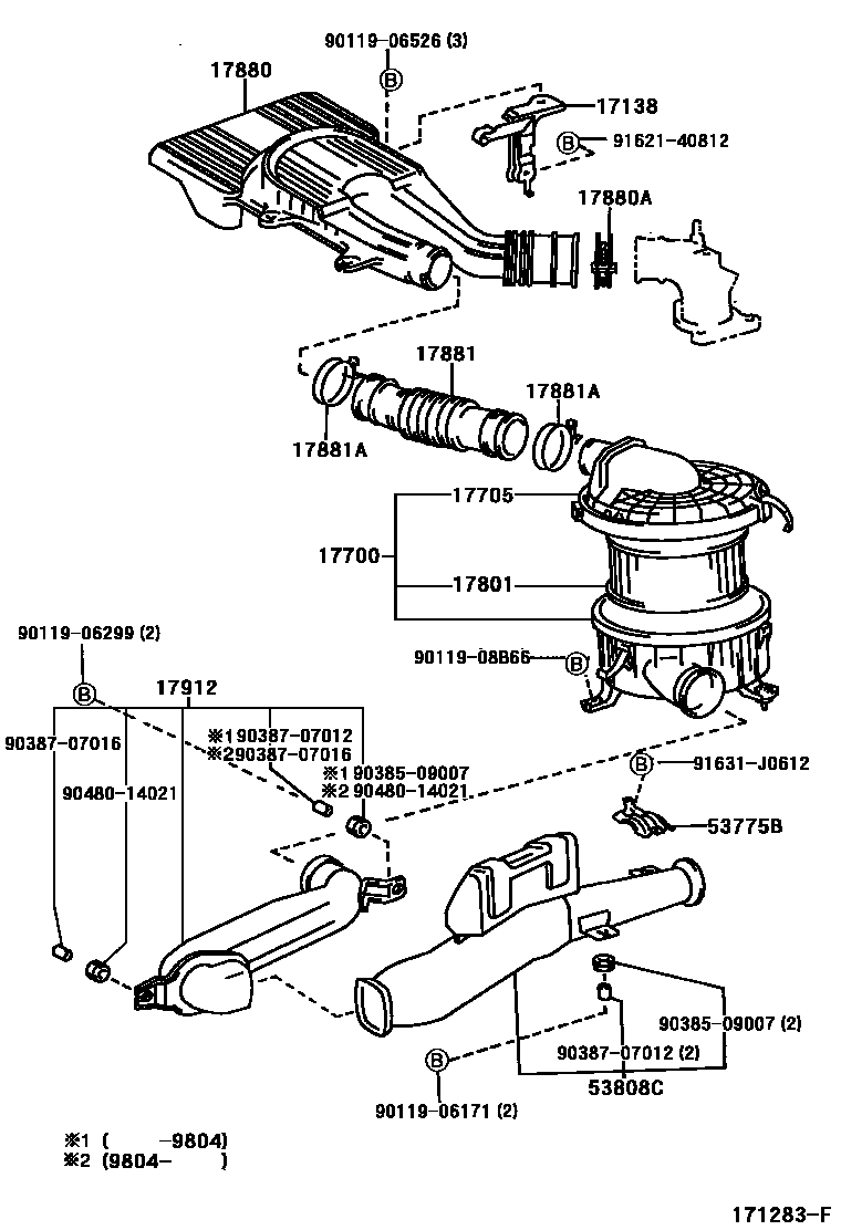 Toyota HILUX Air Cleaner EPC diagram — 171283F