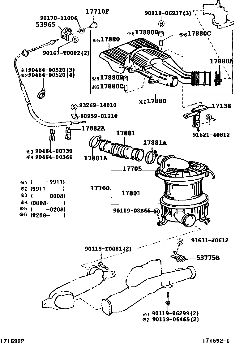 Toyota HILUX Air Cleaner EPC diagram — 171692S