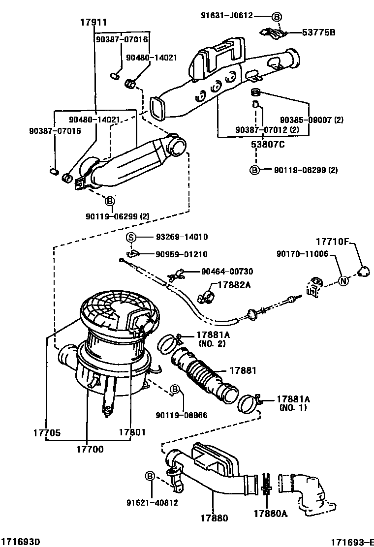 Toyota HILUX Air Cleaner EPC diagram — 171693E