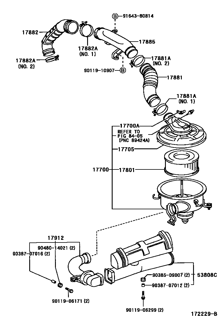 Toyota HILUX Air Cleaner EPC diagram — 172229B