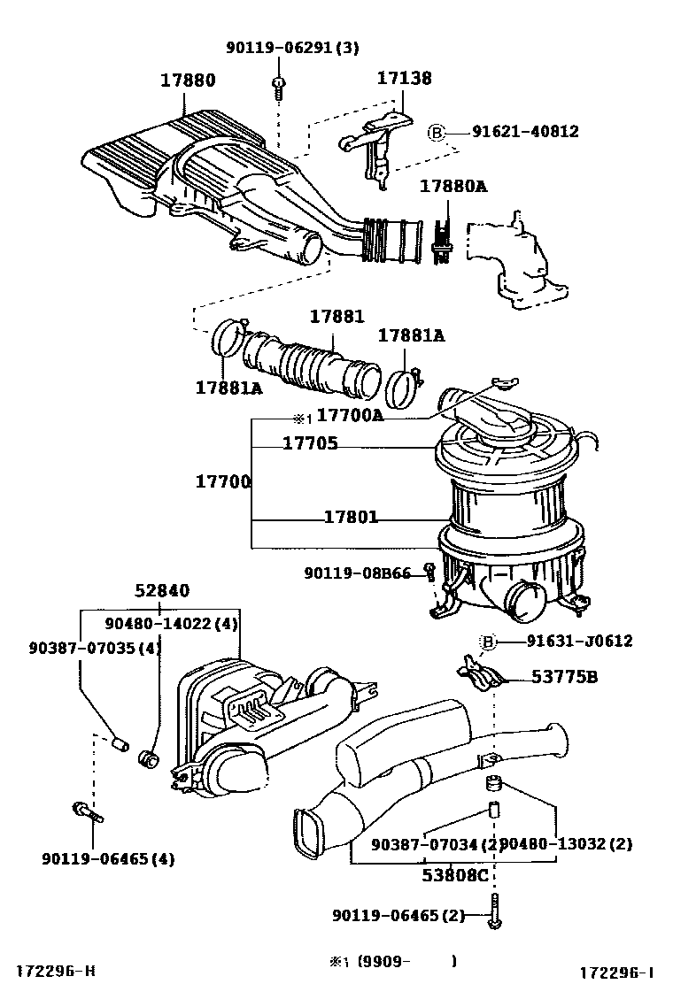 Toyota HILUX Air Cleaner EPC diagram — 172296I