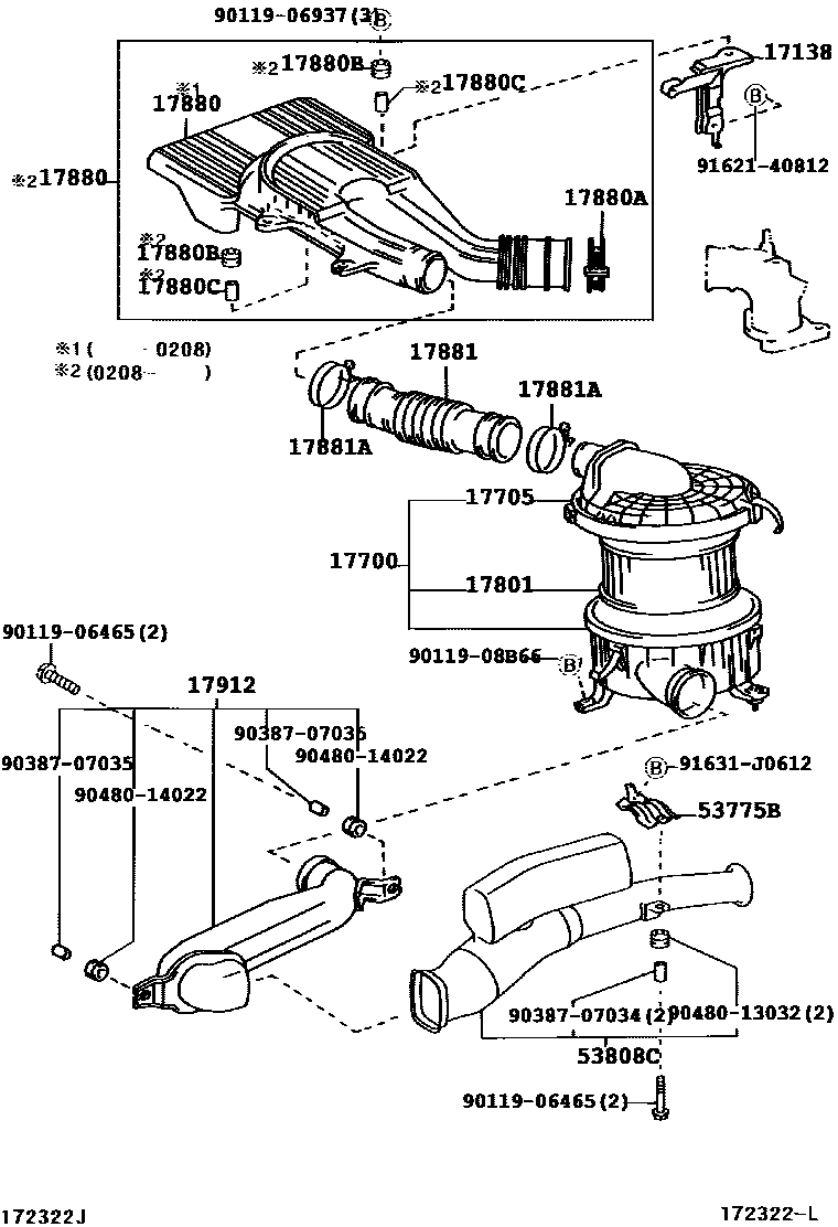 Toyota HILUX Air Cleaner EPC diagram — 172322L