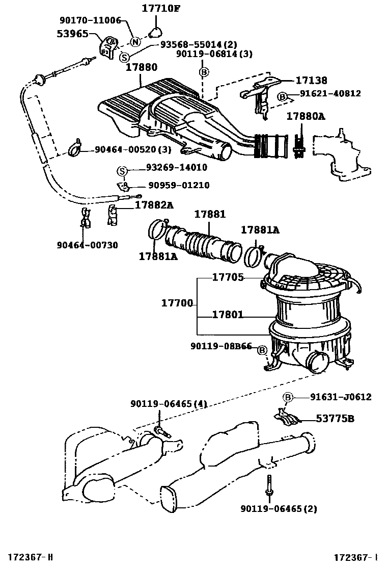 Toyota HILUX Air Cleaner EPC diagram — 172367I