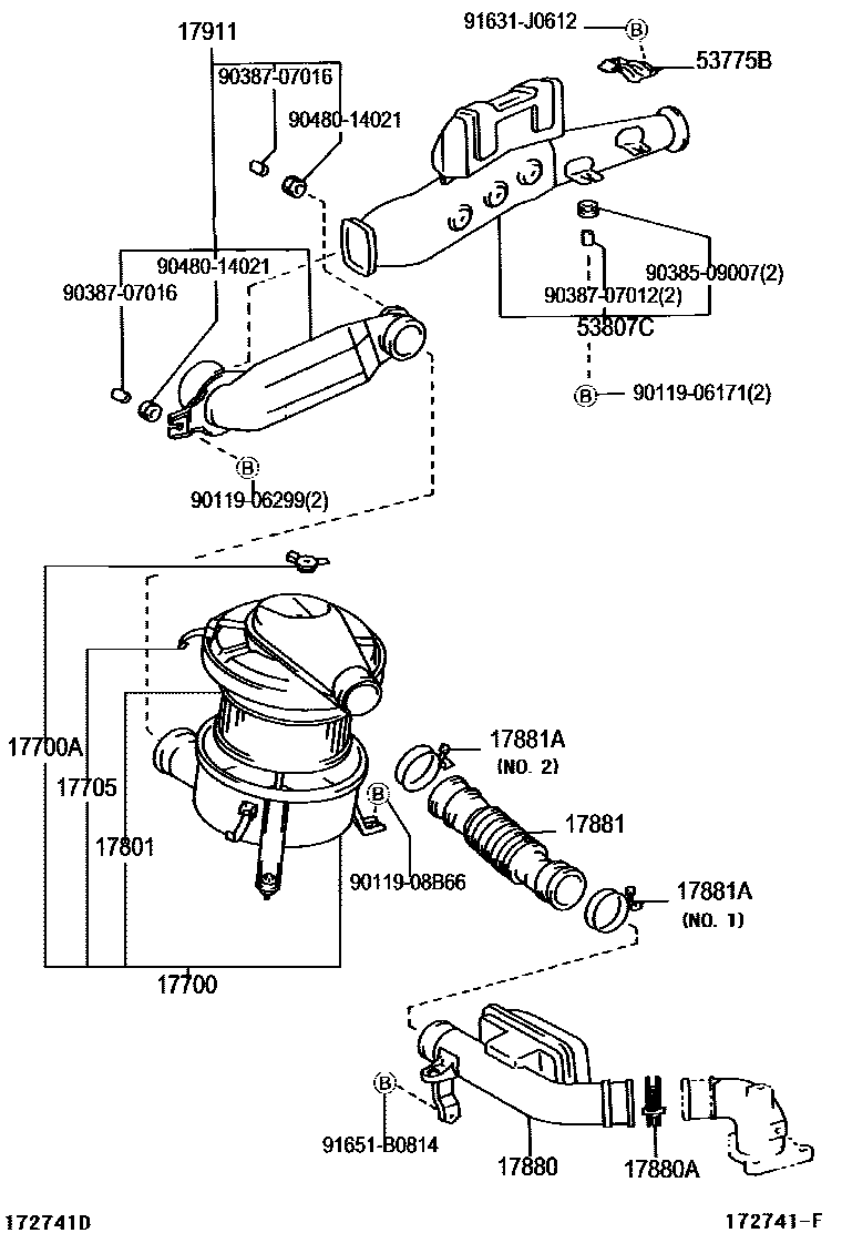 Toyota HILUX Air Cleaner EPC diagram — 172741F