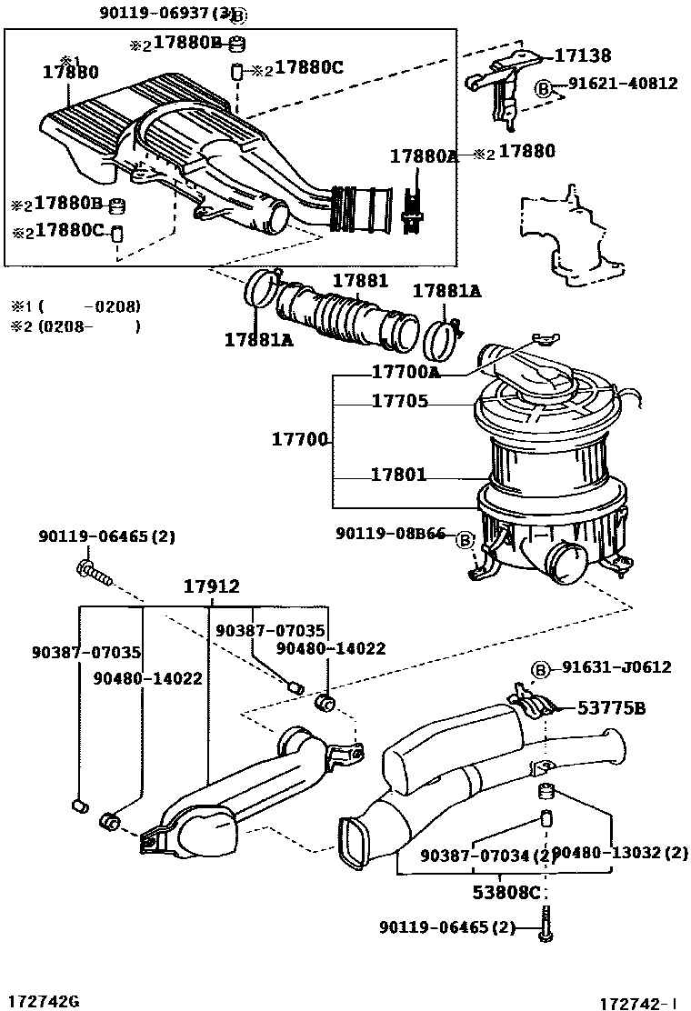 Toyota HILUX Air Cleaner EPC diagram — 172742I