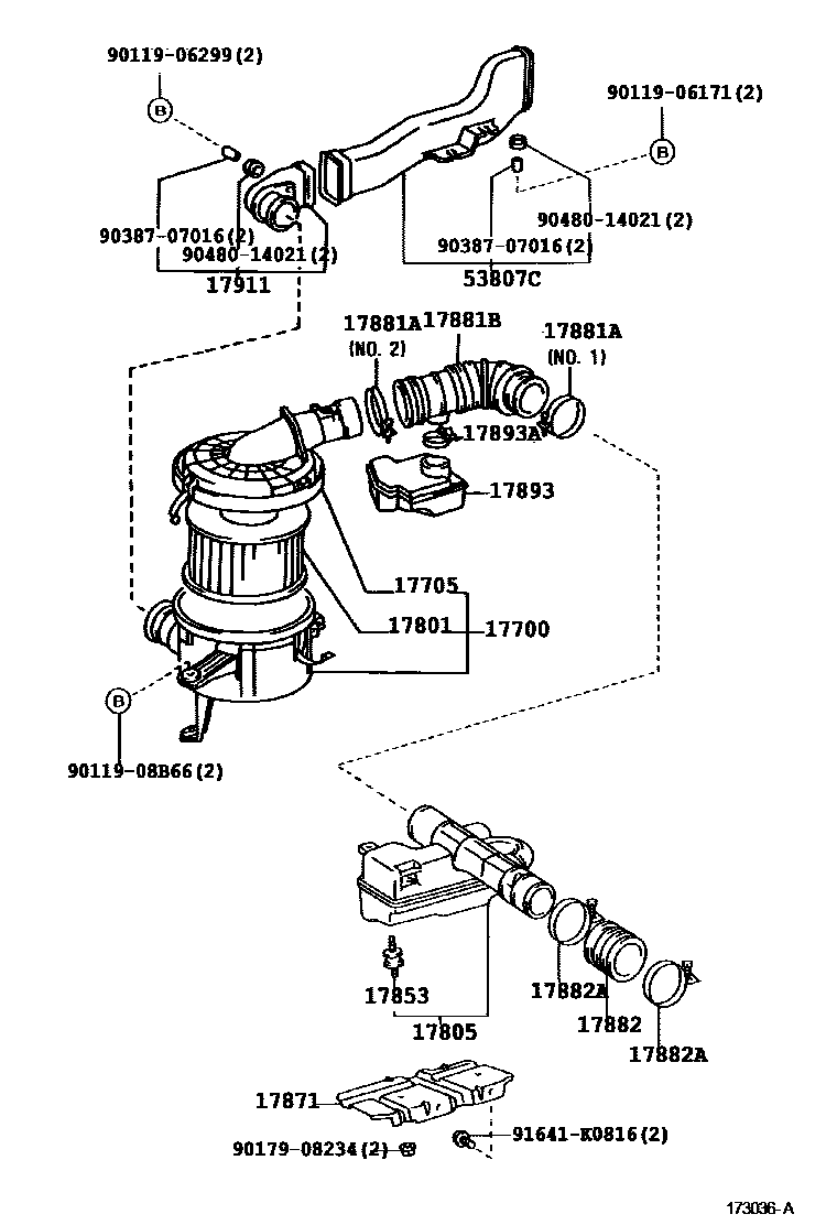 Toyota HILUX Air Cleaner EPC diagram — 173036A