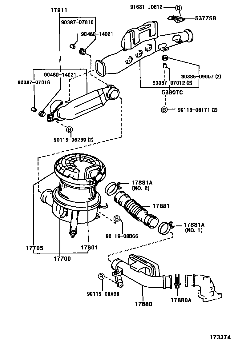 Toyota HILUX Air Cleaner EPC diagram — 173374
