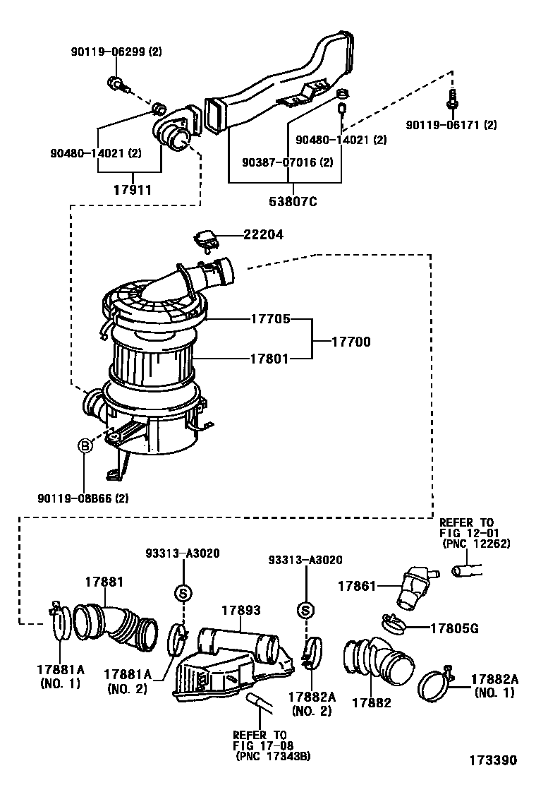Toyota HILUX Air Cleaner EPC diagram — 173390