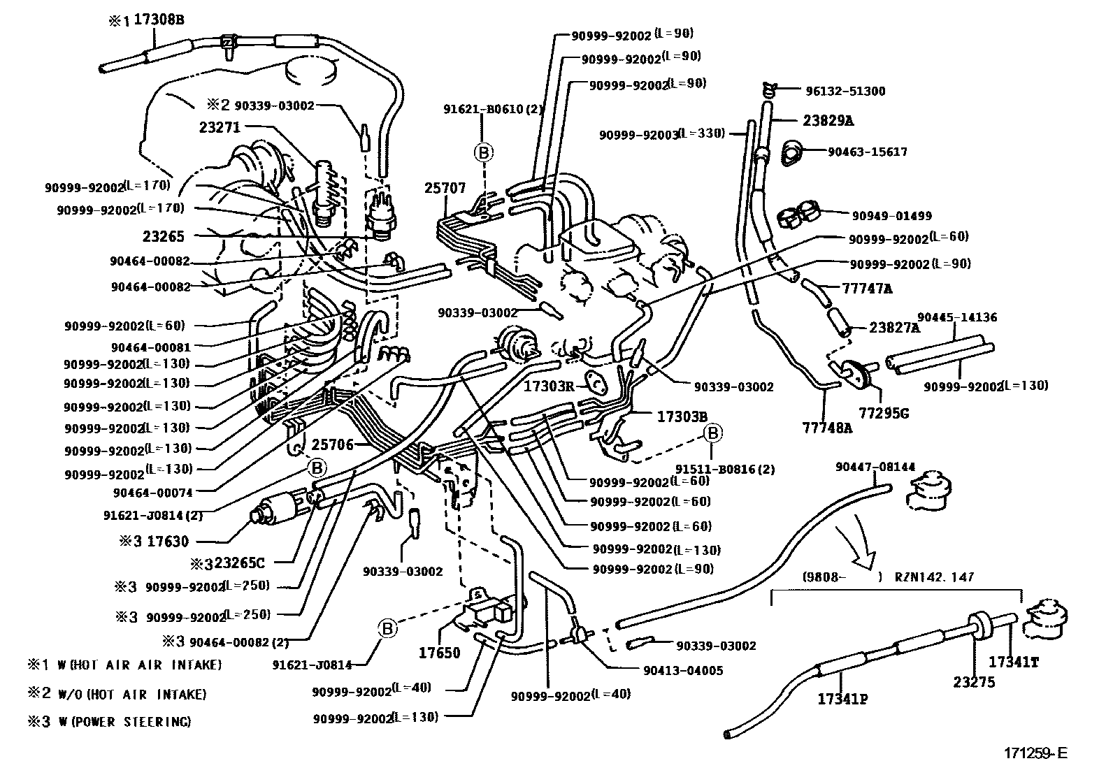 Toyota HILUX vacuum tube EPC diagram — 171259E