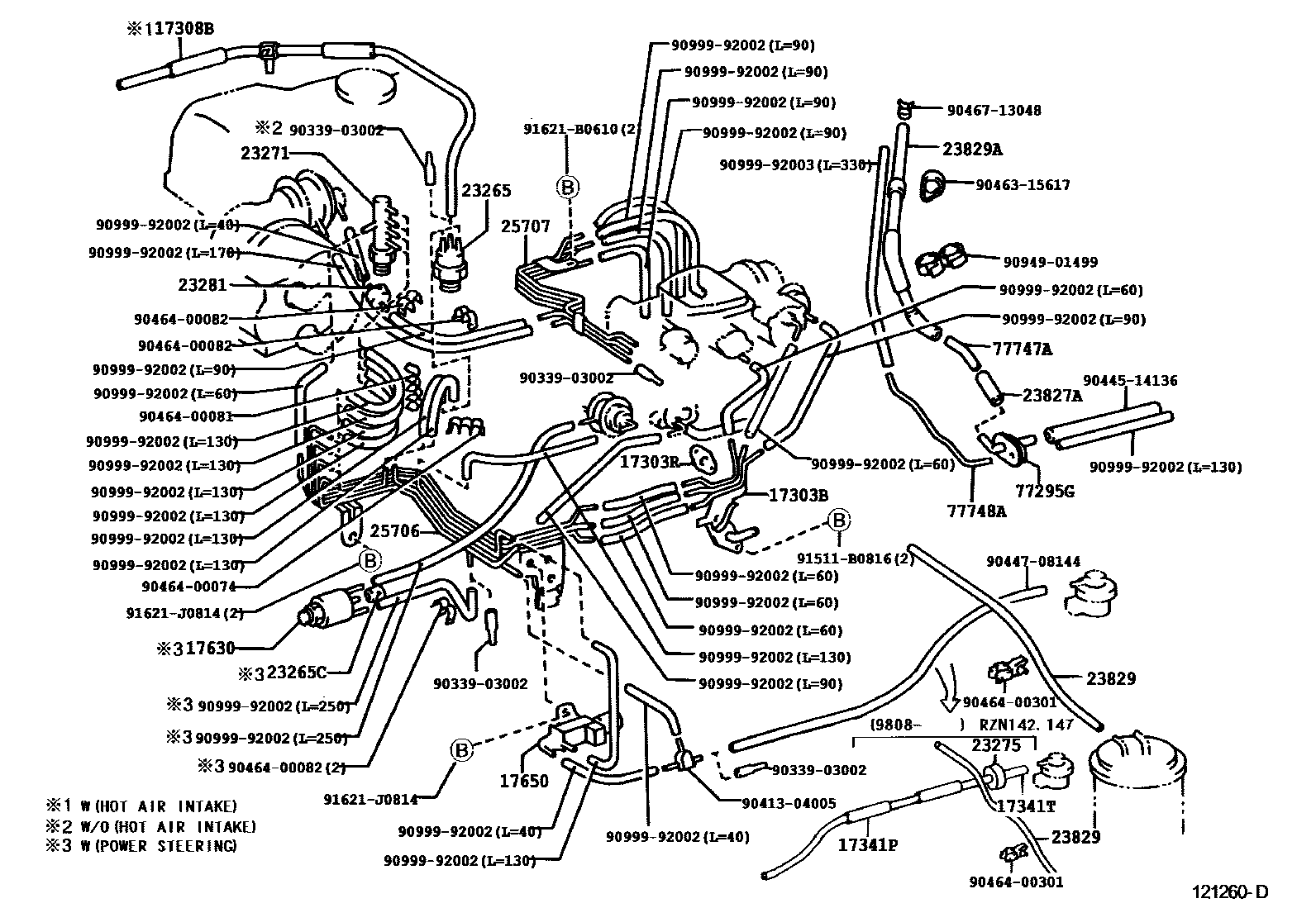 Toyota HILUX vacuum tube EPC diagram — 171260D