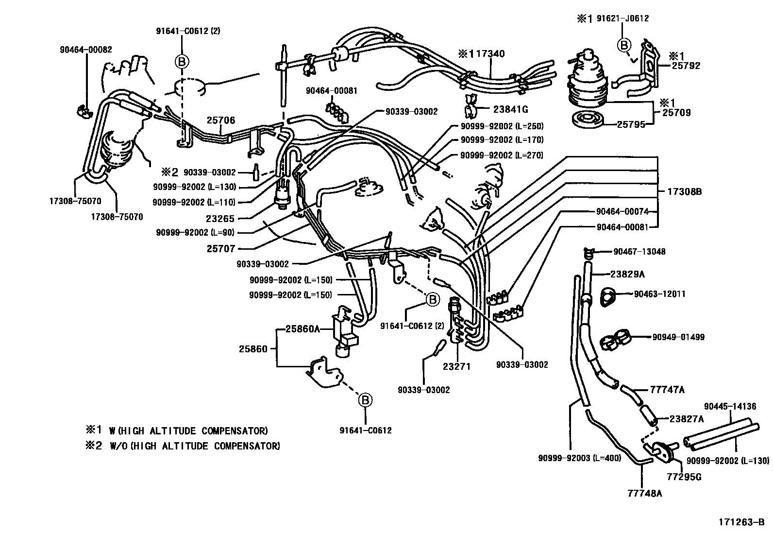 Toyota HILUX vacuum tube EPC diagram — 171263B