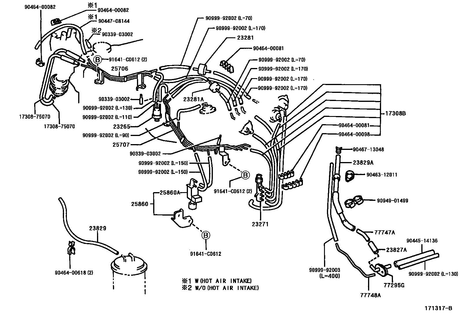 Toyota HILUX vacuum tube EPC diagram — 171317B