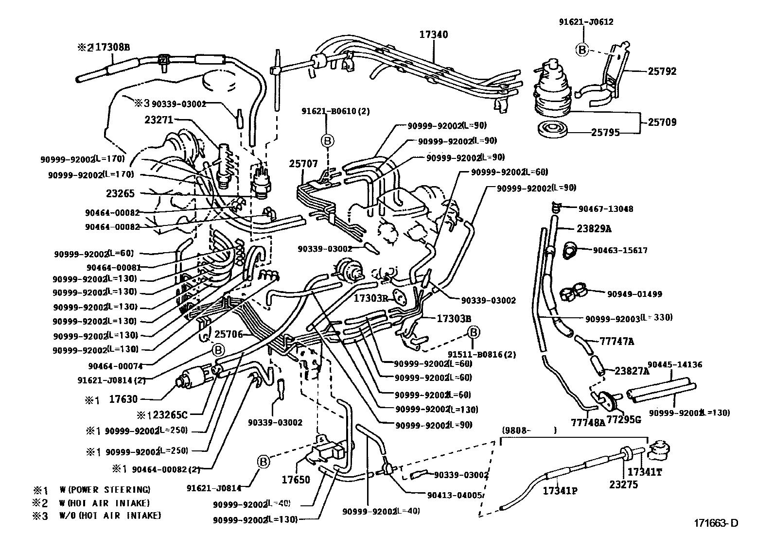 Toyota HILUX vacuum tube EPC diagram — 171663D