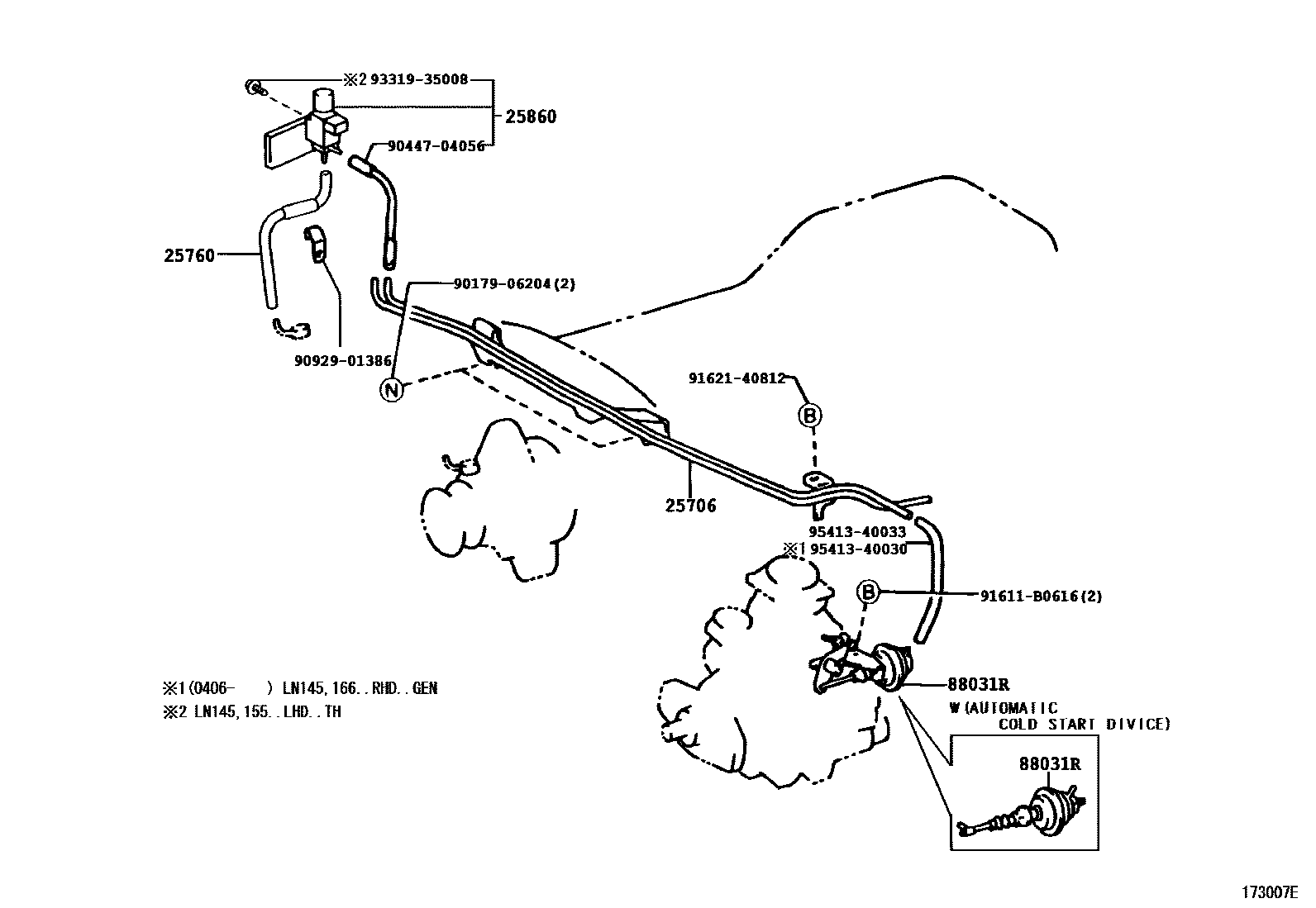 Toyota HILUX vacuum tube EPC diagram — 173007E