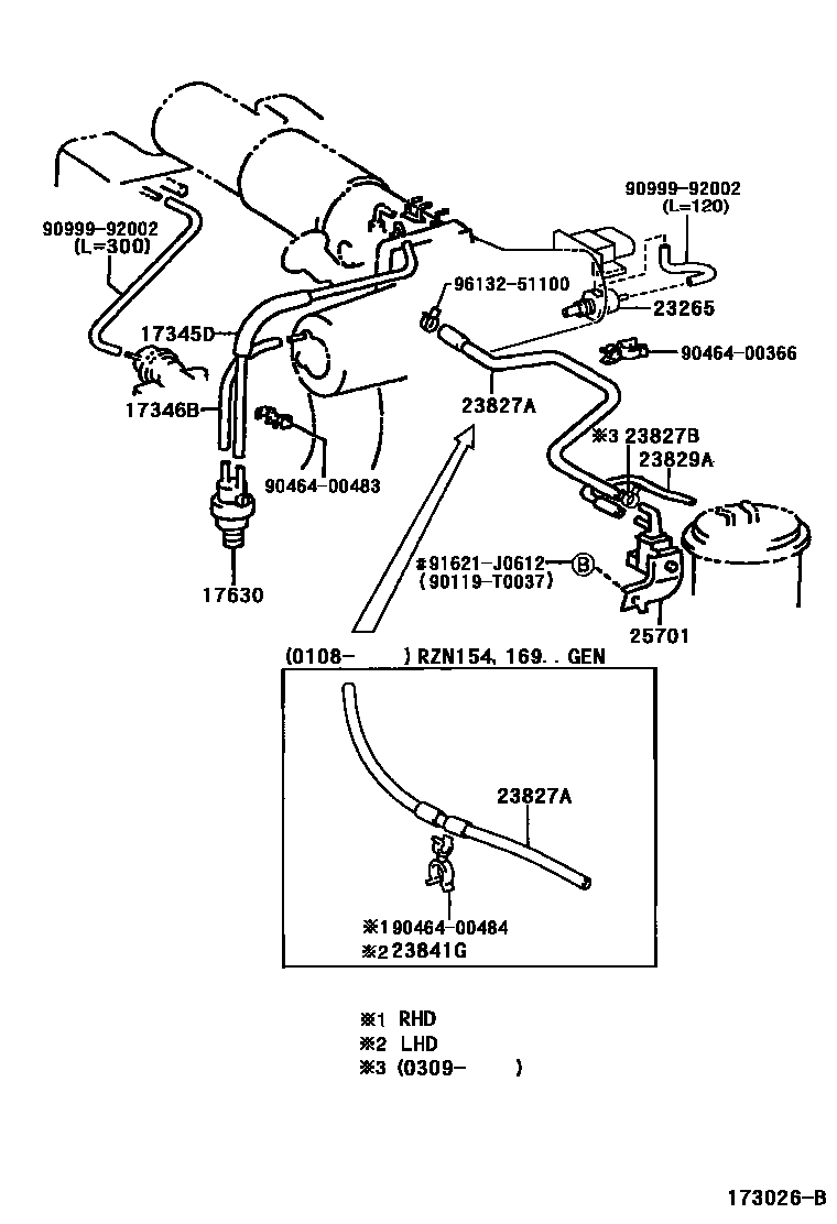 Toyota HILUX vacuum tube EPC diagram — 173026B