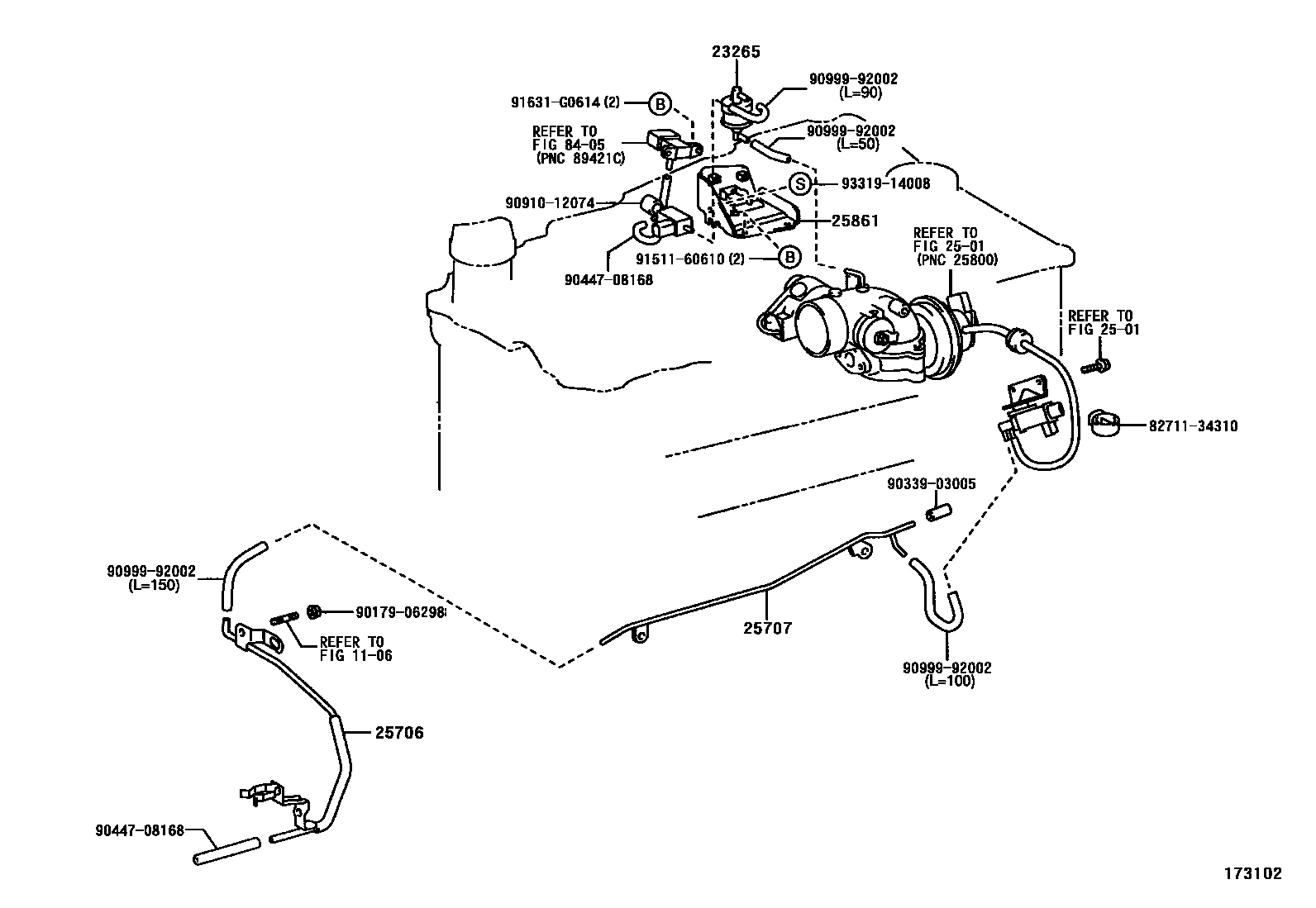 Toyota HILUX vacuum tube EPC diagram — 173102
