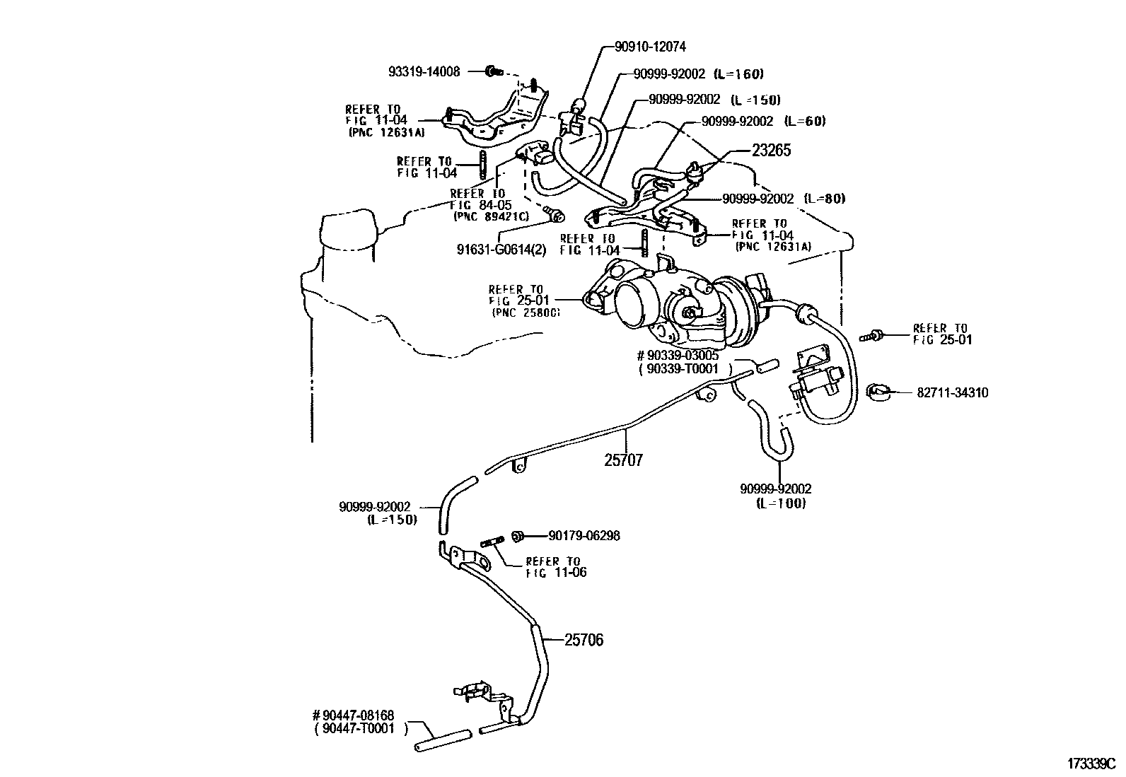 Toyota HILUX vacuum tube EPC diagram — 173339C