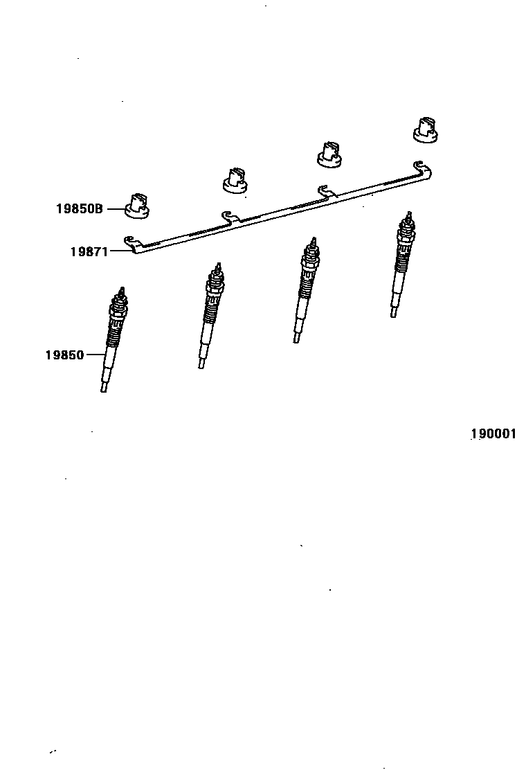 Toyota HILUX 点火线圈和火花塞 /电热塞 EPC diagram — 190001