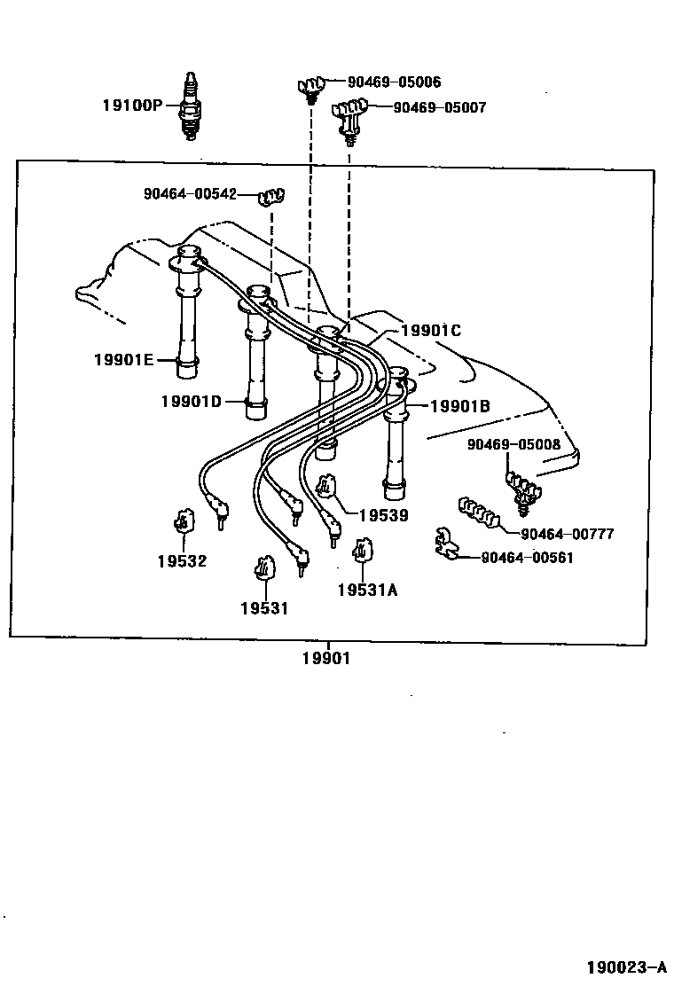 Toyota HILUX 点火线圈和火花塞 /电热塞 EPC diagram — 190023A