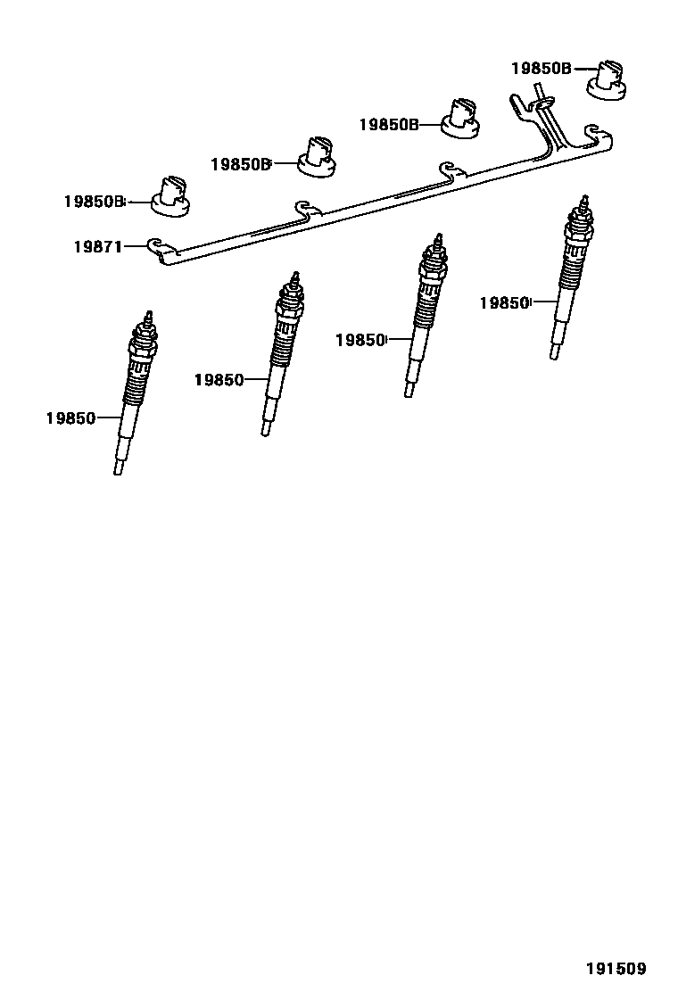 Toyota HILUX 点火线圈和火花塞 /电热塞 EPC diagram — 191509