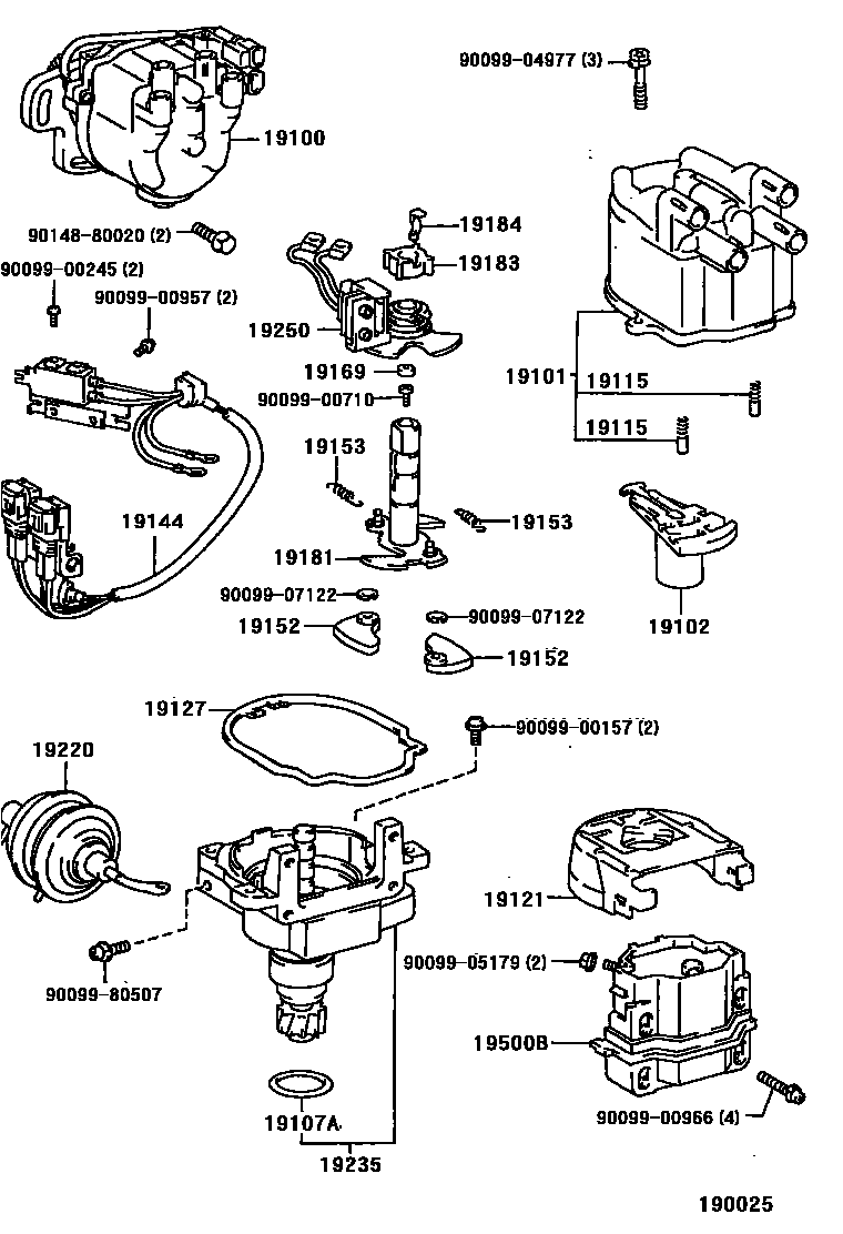 Toyota HILUX 分电器 EPC diagram — 190025