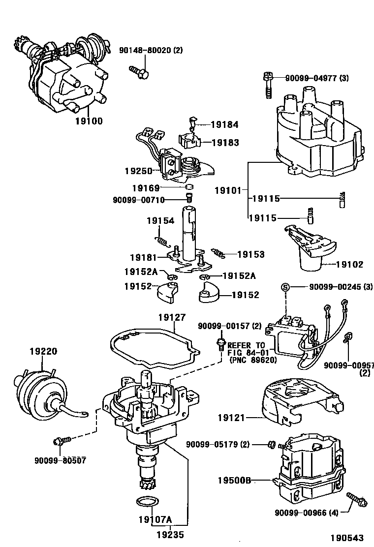 Toyota HILUX 分电器 EPC diagram — 190543