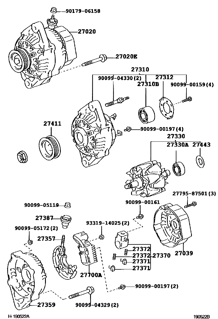 Toyota HILUX Alternator EPC diagram — 190522B