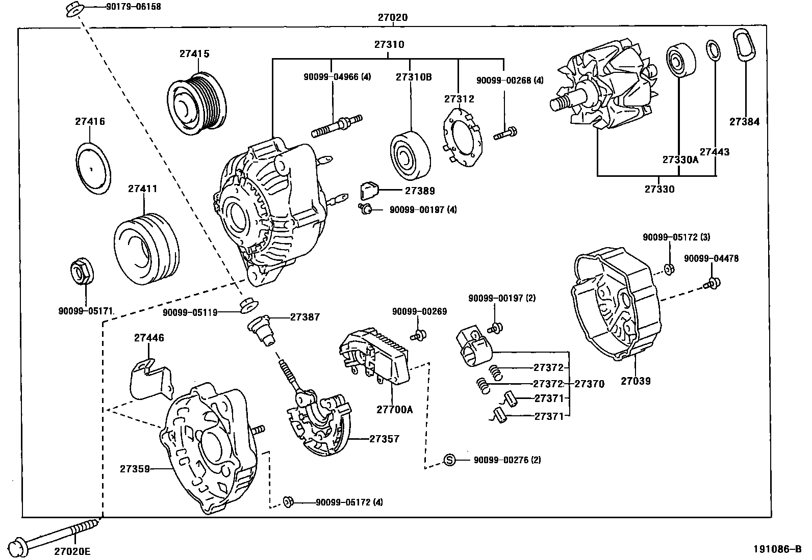 Toyota HILUX Alternator EPC diagram — 191086B
