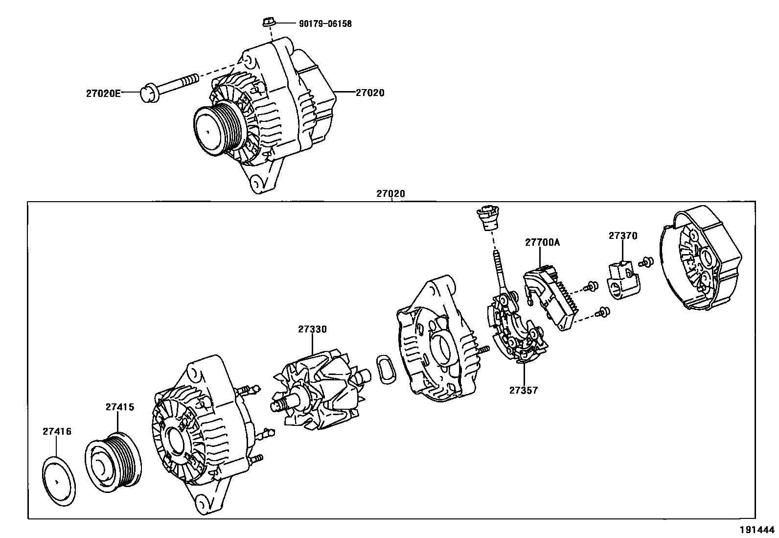 Toyota HILUX Alternator EPC diagram — 191444