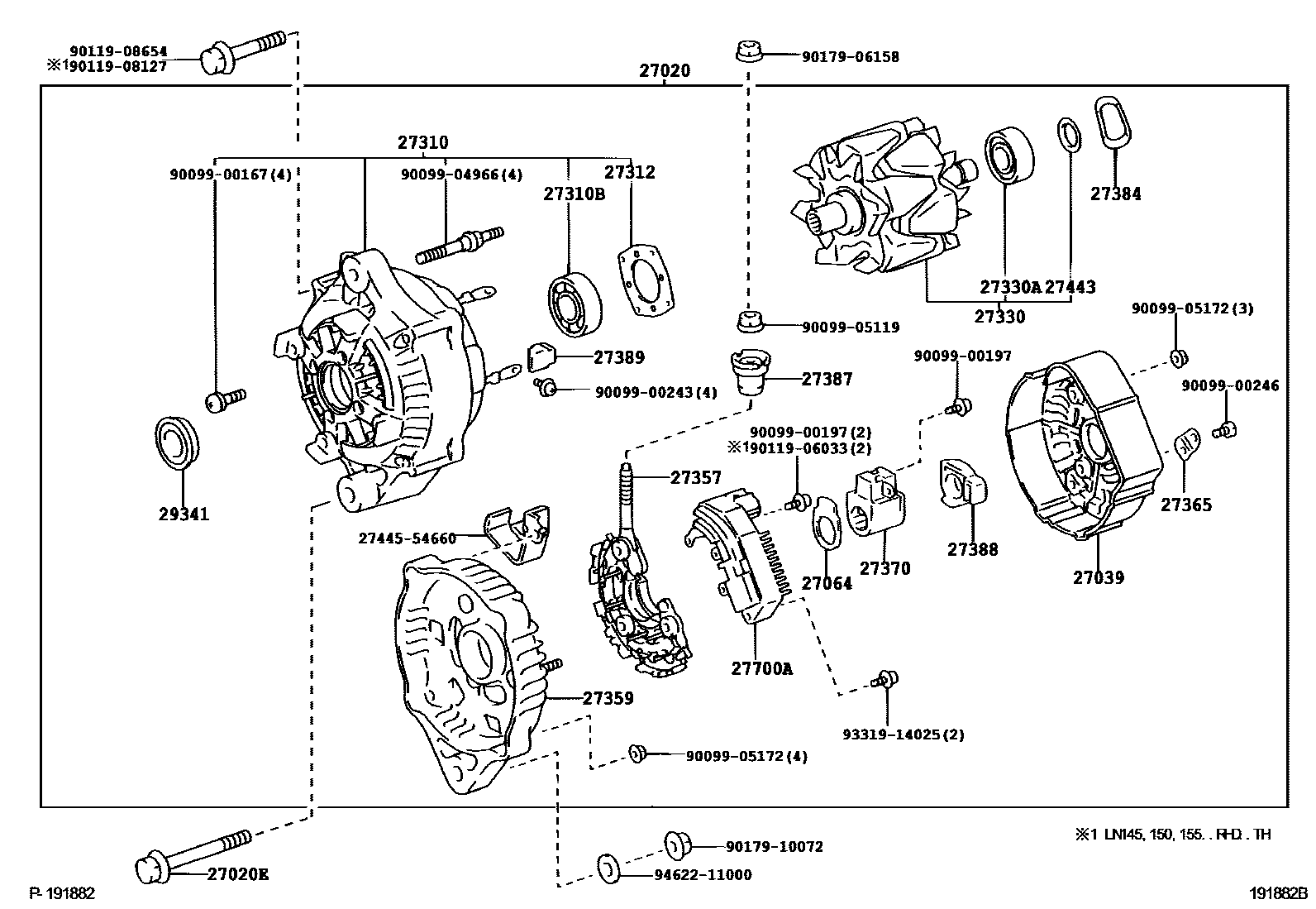Toyota HILUX Alternator EPC diagram — 191882B