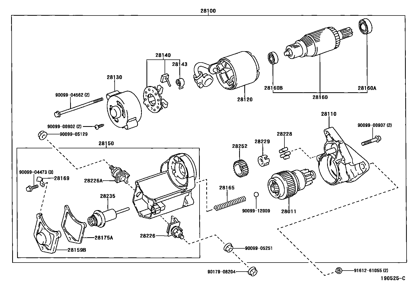 Toyota HILUX 起动机 EPC diagram — 190525C