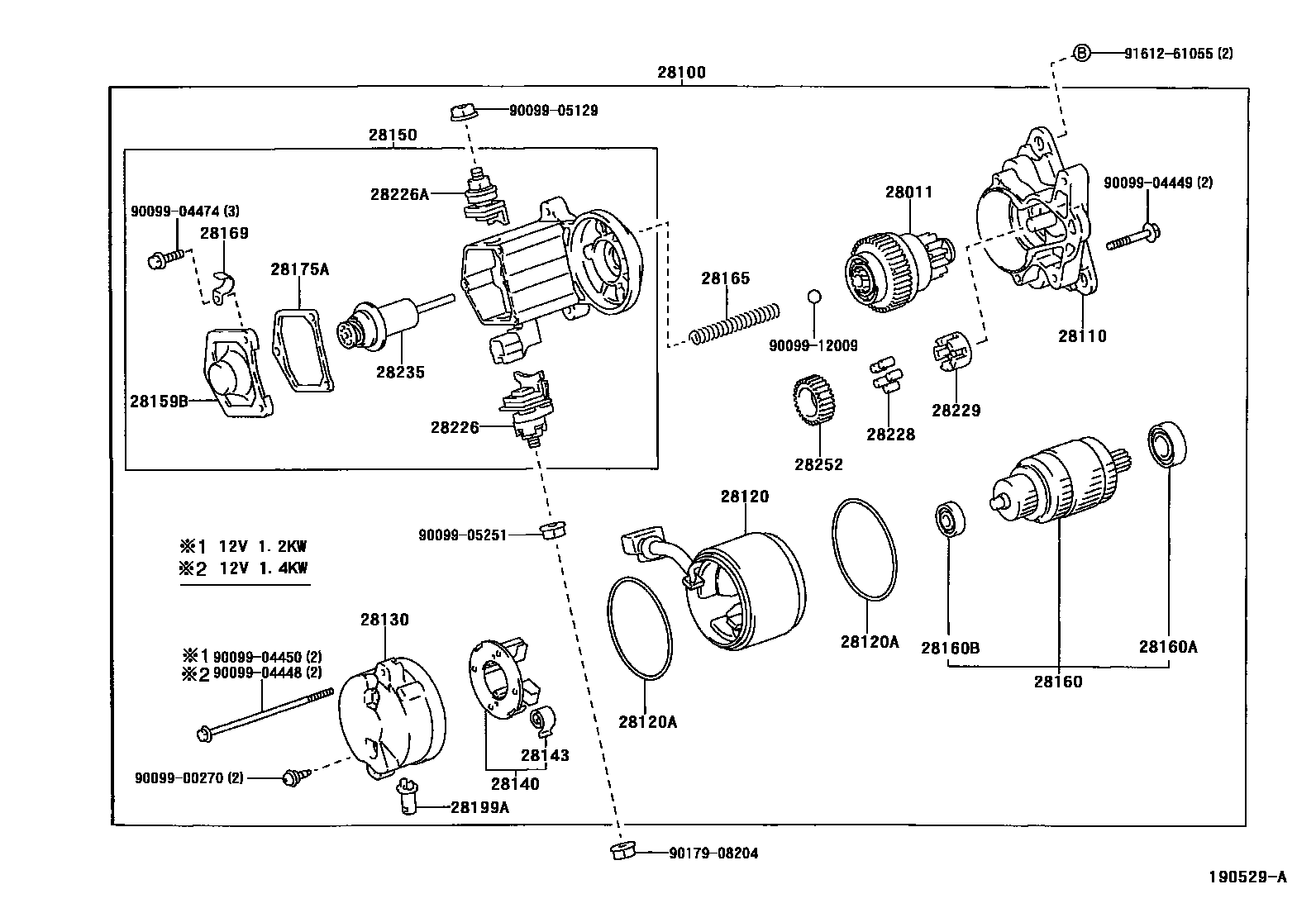 Toyota HILUX 起动机 EPC diagram — 190529A