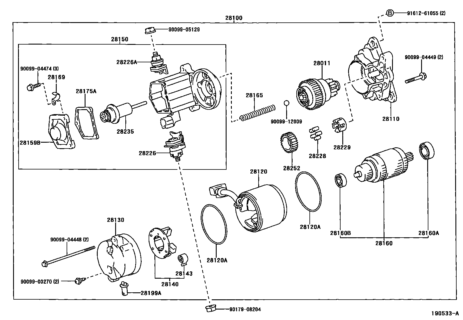 Toyota HILUX 起动机 EPC diagram — 190533A