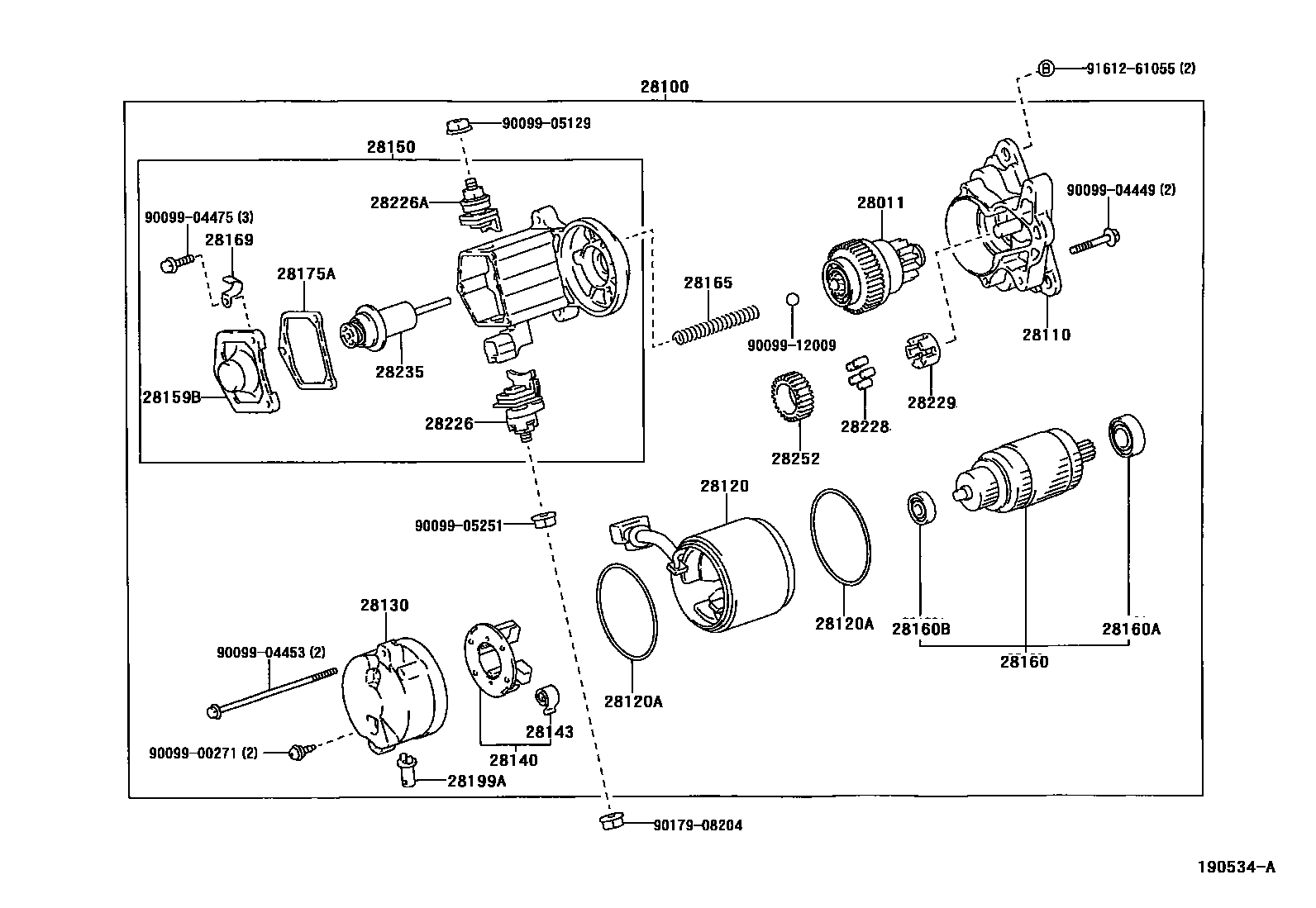 Toyota HILUX 起动机 EPC diagram — 190534A