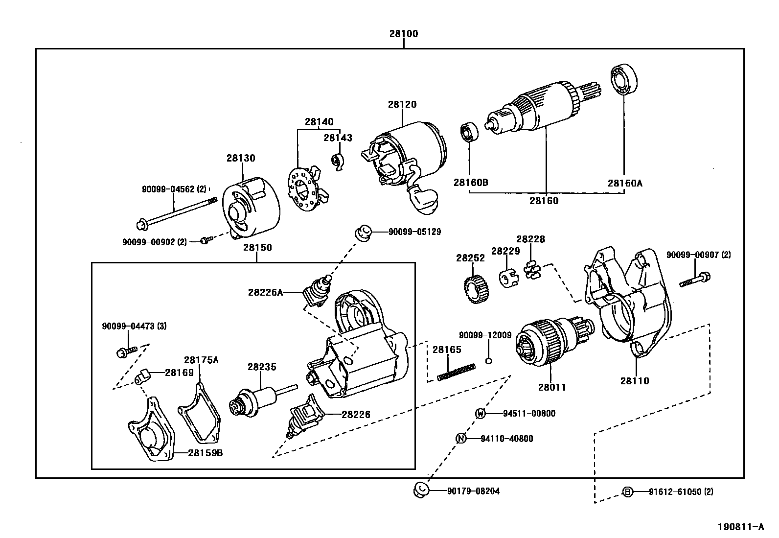 Toyota HILUX 起动机 EPC diagram — 190811A
