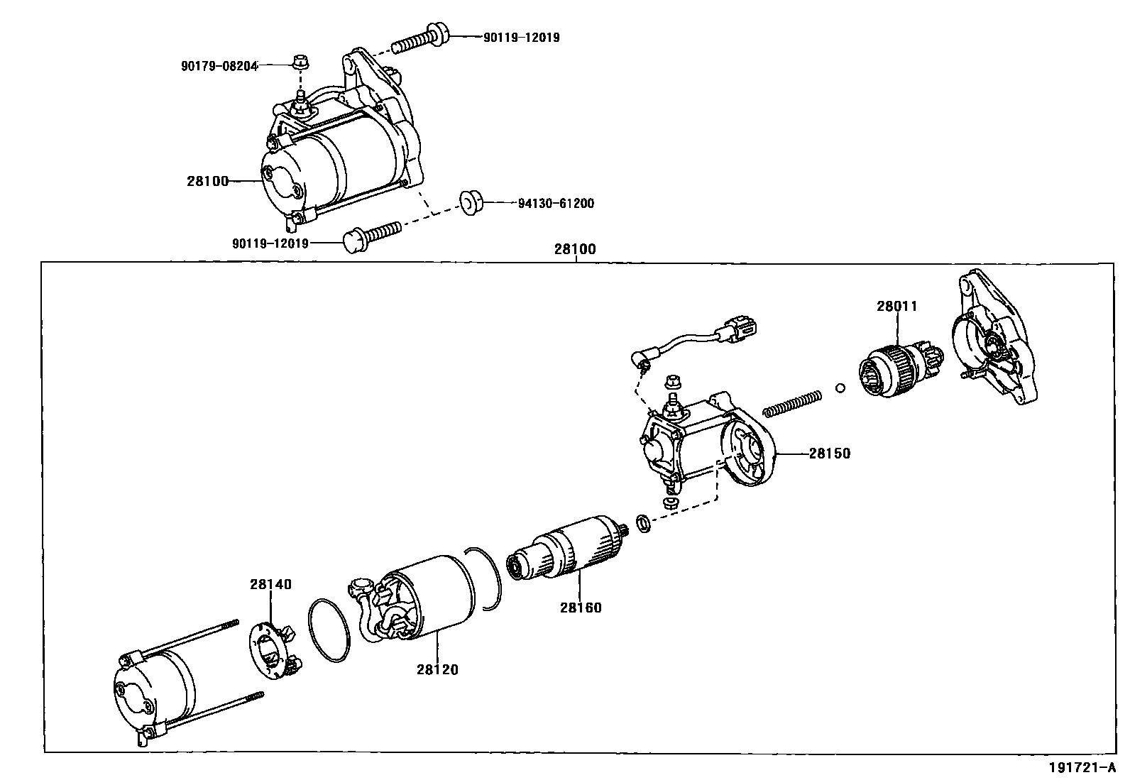 Toyota HILUX 起动机 EPC diagram — 191721A