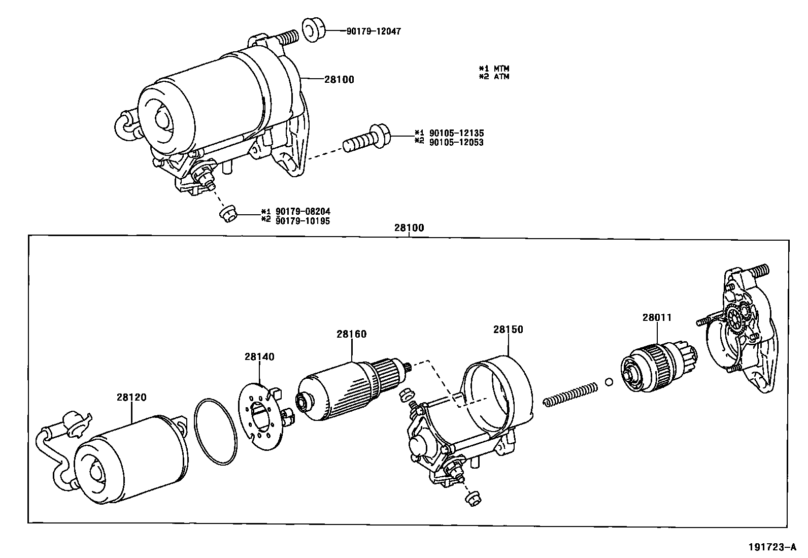 Toyota HILUX 起动机 EPC diagram — 191723A