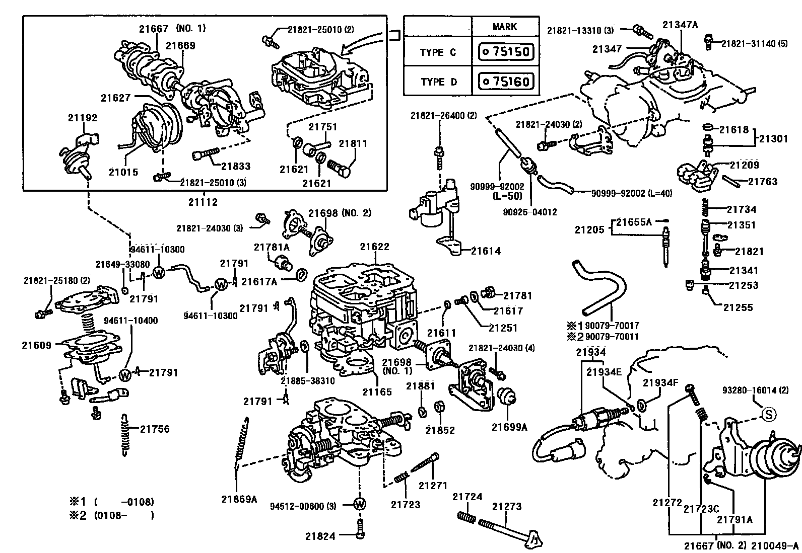 Toyota HILUX 化油器 EPC diagram — 210049A